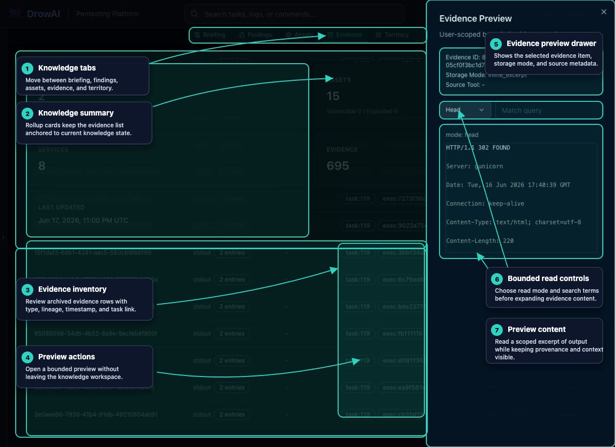 Annotated DrowAI Evidence workspace