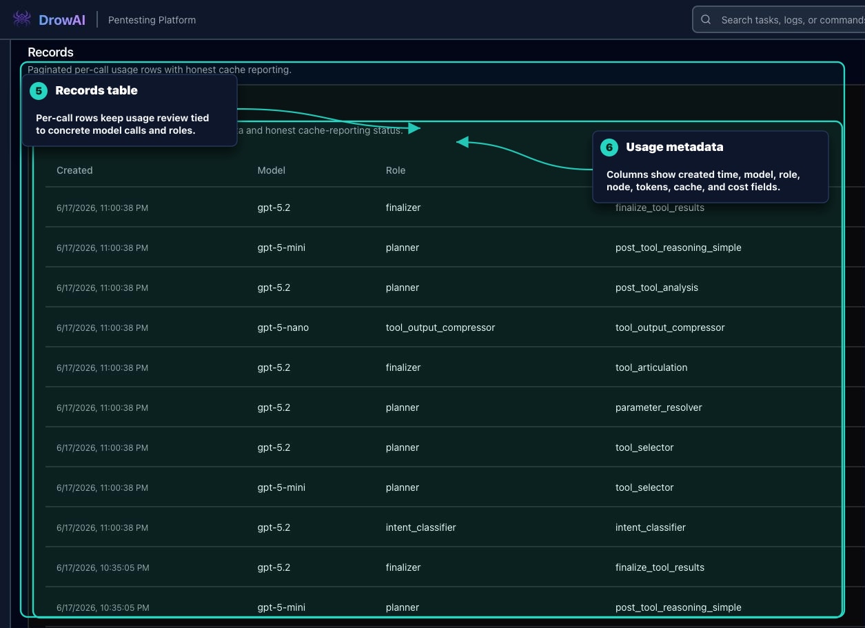 Annotated DrowAI Usage records